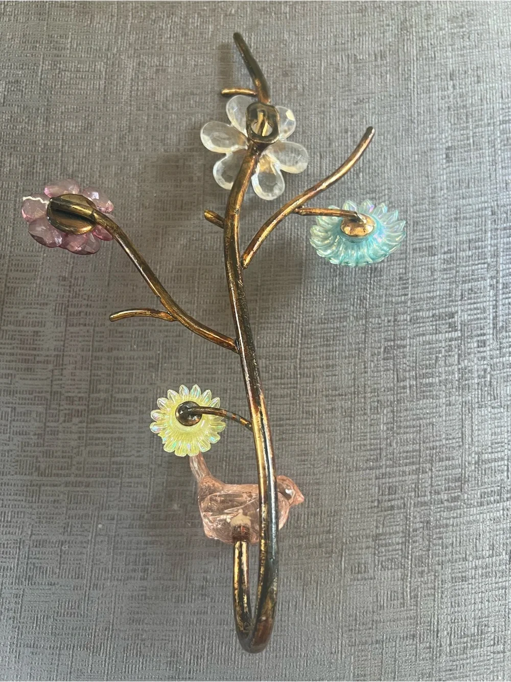 Whimsical Pier 1 Flowers & Bird Decorative Wall Hook Cottagecore Boho